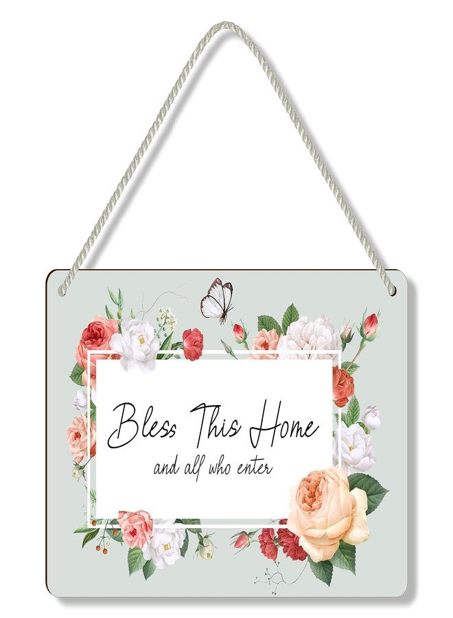 DELWOR Home Decor Bless This Home And All Who Enter Wall Hanging Sign for Living Room Decor and Home Entrance Decor - Image 1